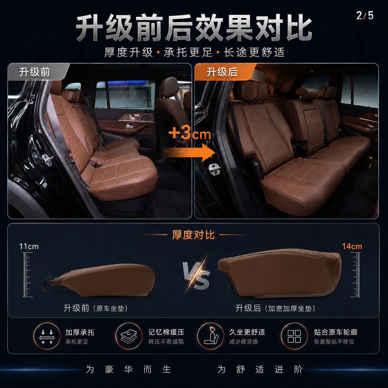 GLS 450中排座椅坐垫加宽加厚